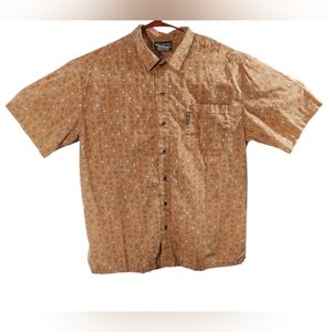 Men's Brown Patterned Short Sleeve Shirt